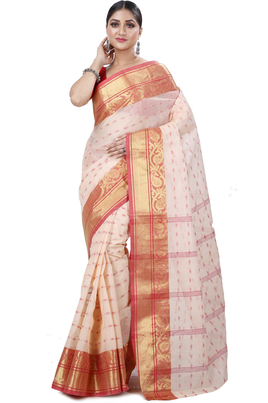 Cream Pure Cotton Sachi Tant Saree (1020)